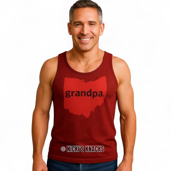 Leisure Lounge Grandpa Ohio Tank Top Red Mens Funny Graphic Gift Size M - Picture 1 of 6